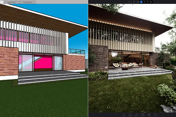 Rendering architettonico realizzato con Twinmotion
